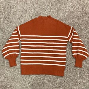 Zesica Orange White Striped Sweater